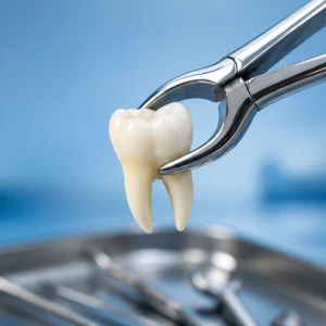 Dental patient learning about tooth extraction in Brentwood